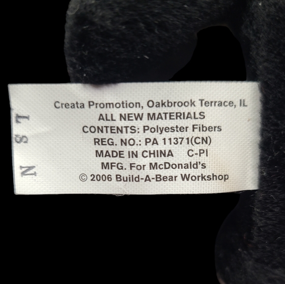 2006 McDONALDS TOY BUILD-A-BEAR WORKSHOP "DIMPLES TEDDY" MINI BLACK BEAR - Picture 8 of 8